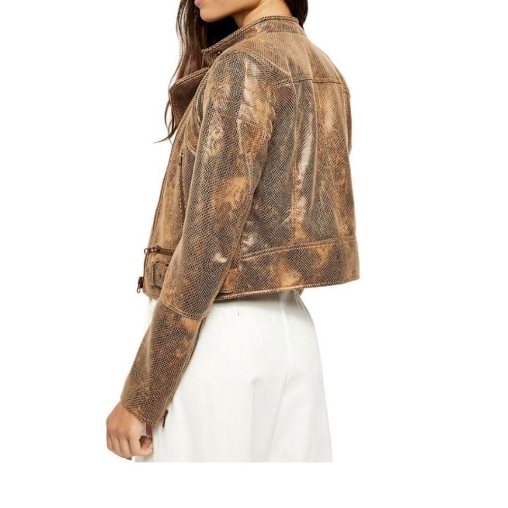 Free People Snake Skin Fenix Moto Jacket in Black Combo - Picture 4 of 13